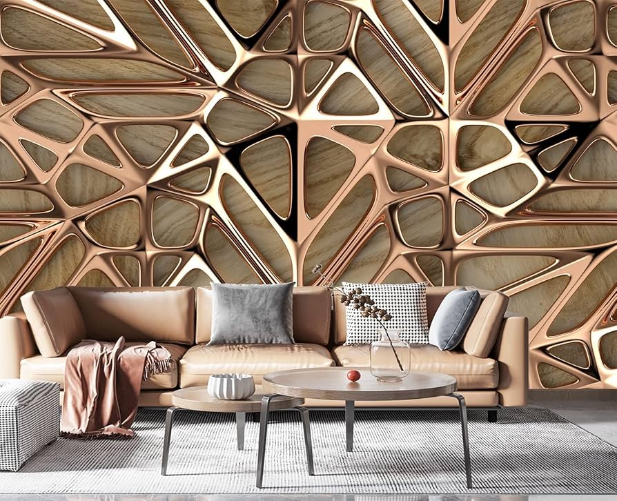 Luxury wallpaper installation with elegant interior design